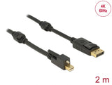 Delock 83722 Cable Mini Displayport 1.2 Male With Screw > Displayport Male 4K