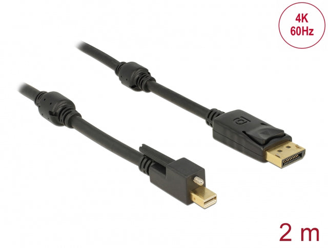 Delock 83722 Cable Mini Displayport 1.2 Male With Screw > Displayport Male 4K