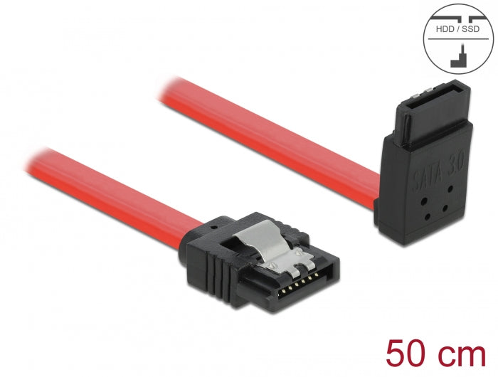 Delock 83974 Sata 6 Gb/S Cable Straight To Upwards Angled 50 Cm Red