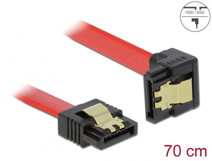 Delock 83980 Sata 6 Gb/S Cable Straight To Downwards Angled 70 Cm Red