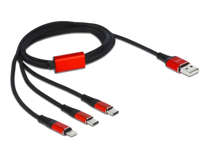 Delock 86709 Usb Charging Cable 3 In 1 Type-A To Lightning™ / 2 X Usb Type-C™