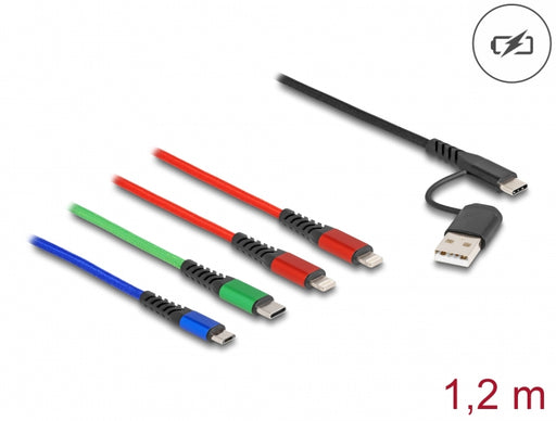 Delock 87884 Usb Charging Cable 4 In 1 Usb Type-A + Usb-C™ To 2 X Lightning™