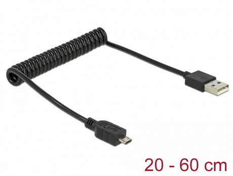 Delock 83162 Cable Usb 2.0-A Male > Usb Micro-B Male Coiled Cable