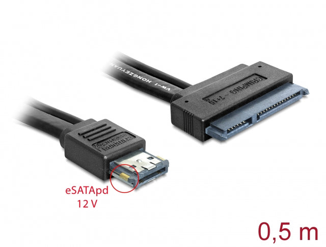 Delock 84402 Cable Esatapd 12 V > Sata 22 Pin 2.5 / 3.5 Hdd 0.5 M