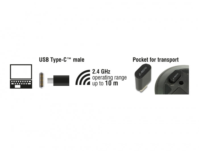 Delock 12526 Optical 3-Button Mini Mouse Usb Type-C™ 2.4 Ghz Wireless