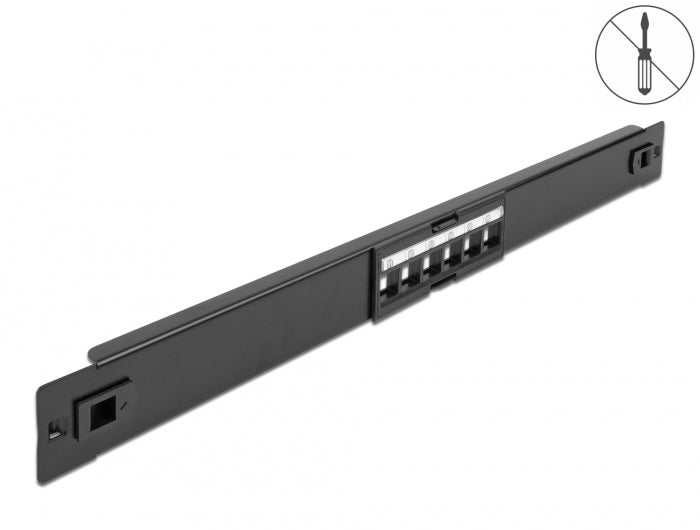 Delock 66820 19″ Keystone Patch Panel 6 Port Tool Free