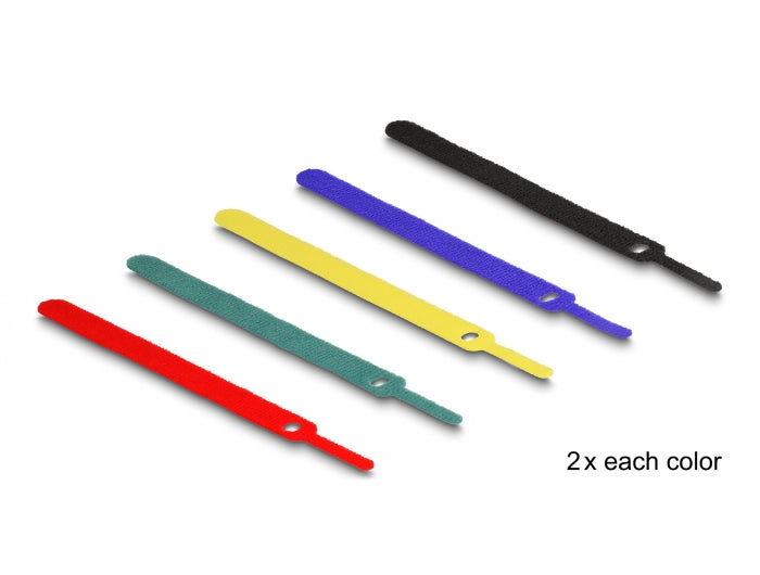 Delock 19076 Hook-And-Loop Cable Tie L 150 X W 12 Mm Coloured Set 10 Pieces