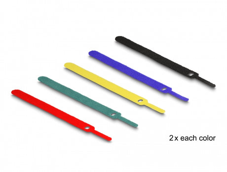 Delock 19076 Hook-And-Loop Cable Tie L 150 X W 12 Mm Coloured Set 10 Pieces