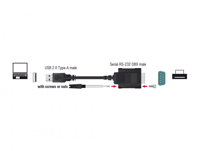 Delock 64222 Adapter Usb 2.0 Type-A Male To 1 X Serial Rs-232 D-Sub 9 Male