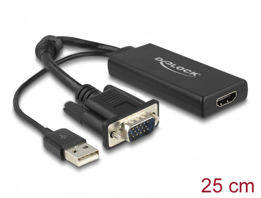 Delock 62668 Vga To Hdmi Adapter With Audio Black