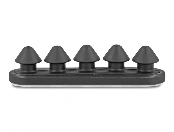 Delock 18444 Cable Holder With 5 Feed-Throughs Self-Adhesive Black Set 2 Pieces