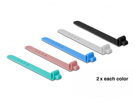 Delock 18829 Silicone Cable Ties Reusable 10 Pieces Assorted Colors