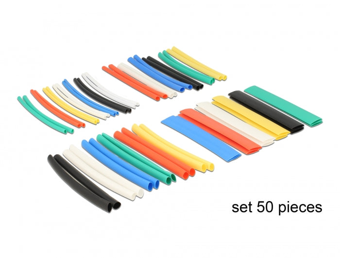 Delock 86279 Heat Shrink Tube Set 50 Pieces Assorted Colours