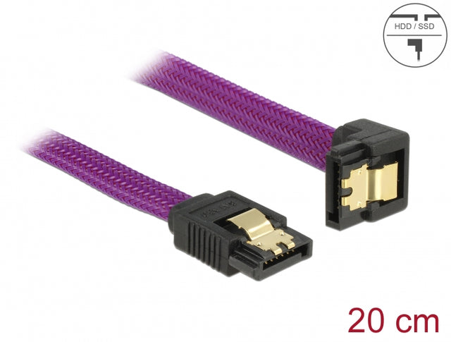 Delock 83694 Sata 6 Gb/S Cable Straight To Downwards Angled 20 Cm Violet