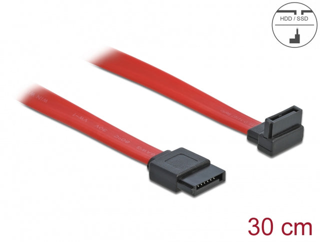 Delock 84249 Sata 3 Gb/S Cable Straight To Upwards Angled 30 Cm Red