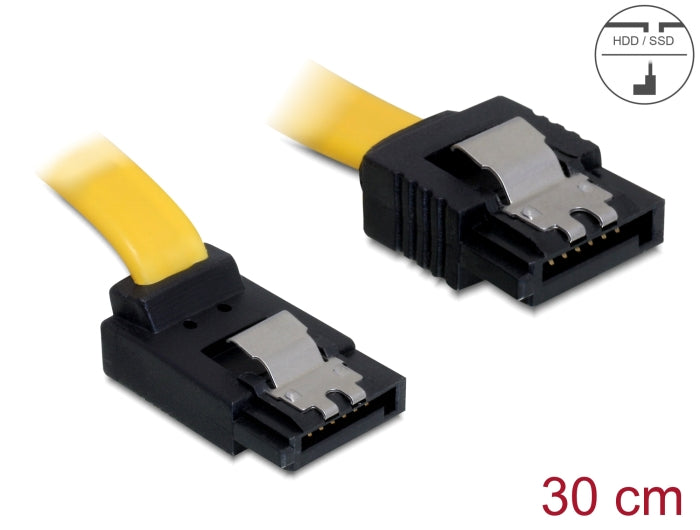 Delock 82472 Sata 3 Gb/S Cable Straight To Upwards Angled 30 Cm Yellow