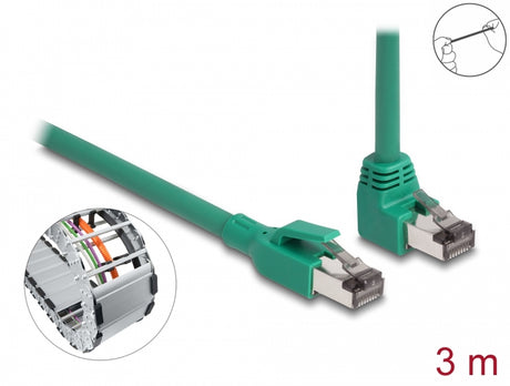 Delock 80124 Rj45 Network Cable Profinet Sf/Utp 90° Angled 3 M Green