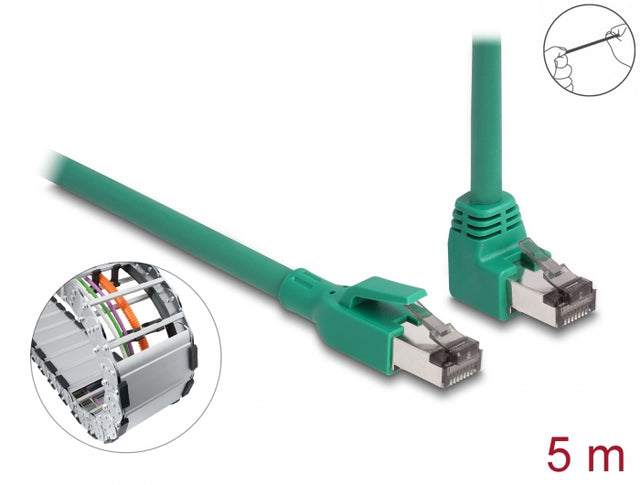 Delock 80125 Rj45 Network Cable Profinet Sf/Utp 90° Angled 5 M Green