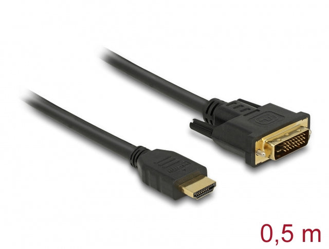 Delock 85651 Hdmi To Dvi 24+1 Cable Bidirectional 0.5 M