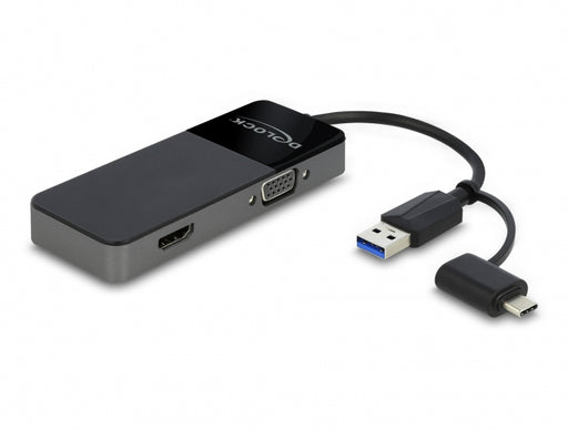 Delock 64085 Usb 3.2 Gen 1 Adapter To 4K Hdmi + Vga With Splitter Function