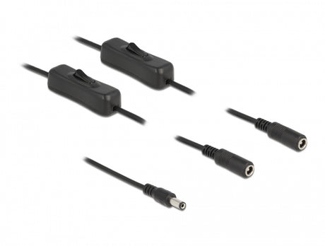 Delock 86794 Cable Dc 5.5 X 2.1 Mm Male To 2 X Dc Female With Switch 1 M