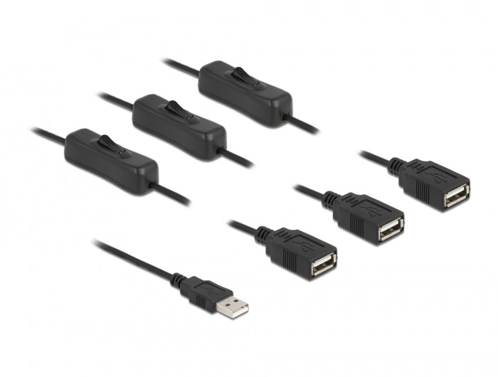 Delock 86804 Cable Usb Type-A Male To 3 X Usb Type-A Female With Switch 1 M