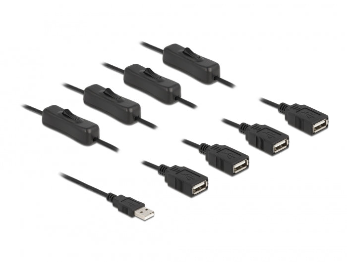 Delock 86805 Cable Usb Type-A Male To 4 X Usb Type-A Female With Switch 1 M