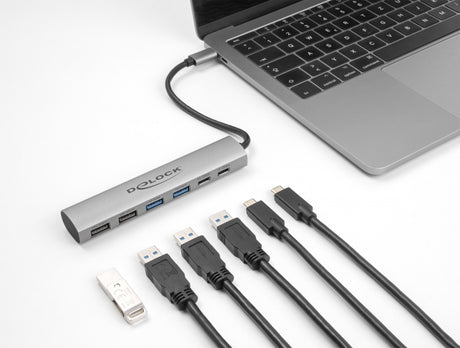 Delock 64232 6 Port Usb Hub With 4 X Usb Female And 2 X Usb Type-C™ Female