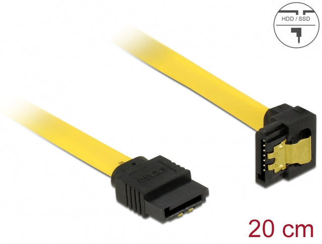 Delock 82800 Sata 6 Gb/S Cable Straight To Downwards Angled 20 Cm Yellow