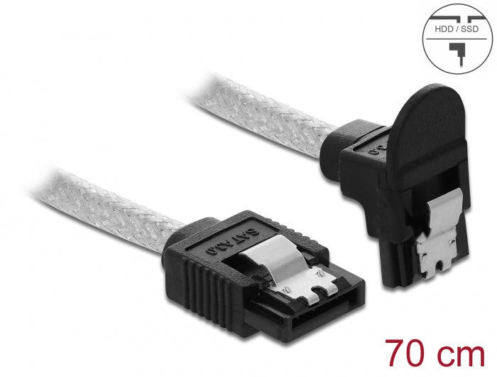 Delock 85347 Sata 6 Gb/S Cable Straight To Downwards Angled 70 Cm Transparent