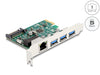 Delock 90105 Pci Express Card To 3 X Usb 5 Gbps Type-A Female + Gigabit Lan