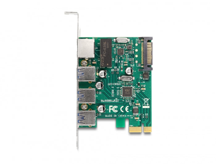 Delock 90105 Pci Express Card To 3 X Usb 5 Gbps Type-A Female + Gigabit Lan