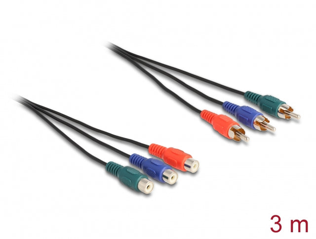 Delock 85370 Rca Rgb Extension Cable 3 X Male To 3 X Female 3 M