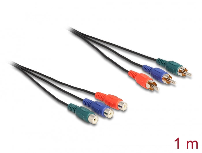 Delock 85390 Rca Rgb Extension Cable 3 X Male To 3 X Female 1 M