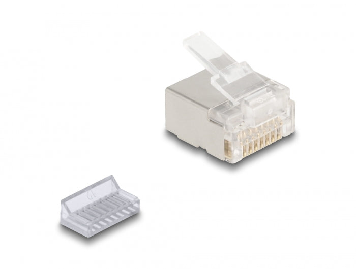 Delock 67019 Rj45 Modular Plug Cat.6A For Slim And Flat Cable 100 Pcs Set