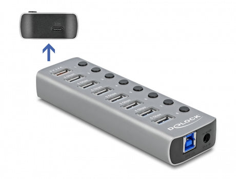 Delock 63264 Usb 5 Gbps Hub W/ 7 Ports + 1 Charging Port + 1 Usb-C Pd 3.0 Port