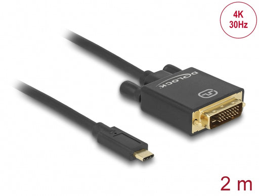 Delock 85321 Cable Usb Type-C™ Male > Dvi 24+1 Male 4K 30 Hz 2 M Black