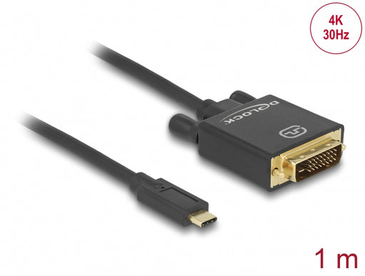 Delock 85320 Cable Usb Type-C™ Male > Dvi 24+1 Male 4K 30 Hz 1 M Black