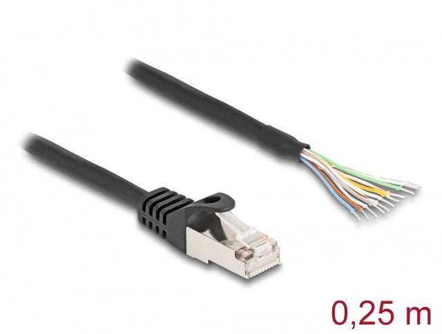 Delock 80203 Cable Rj50 Male To Open Wire Ends S/Ftp 0.25 M Black