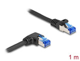 Delock 80222 Rj45 Network Cable Cat.6A S/Ftp Straight / Right Angled 1 M Black