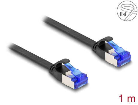 Delock 80175 Rj45 Flat Patch Cable Plug To Plug Cat.6A Flexible 1 M Black