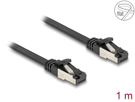 Delock 80179 Rj45 Flat Patch Cable Plug To Plug Cat.8.1 Flexible 1 M Black