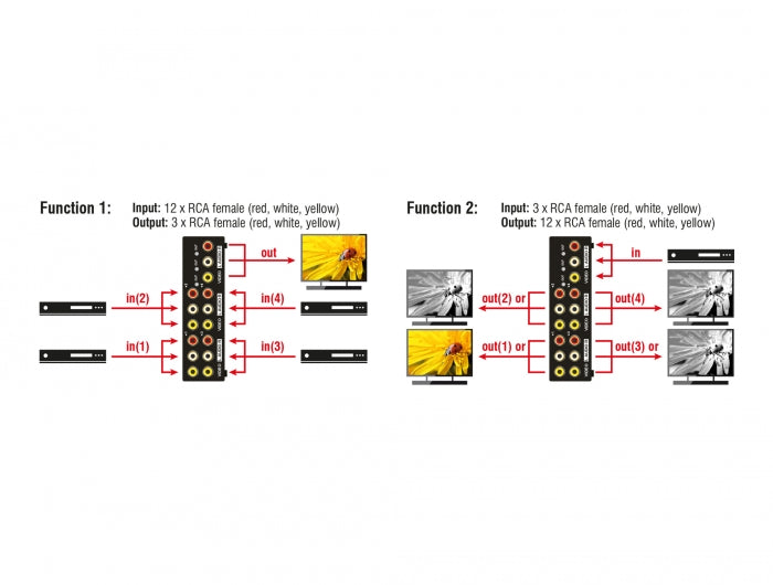 Delock 87637 Switch Audio / Video 4 Port Manual Bidirectional