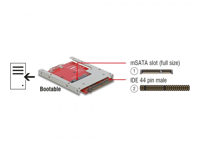 Delock 62495 Konverter Ide 44 Pin > Msata Mit 2.5″ Rahmen - 7 Mm