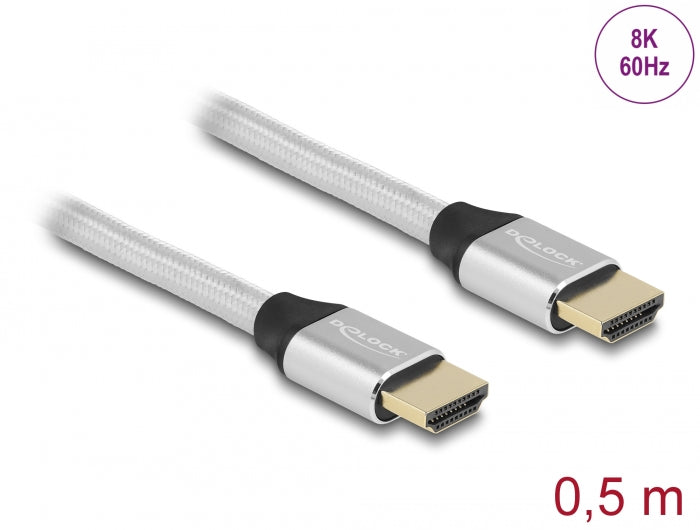 Delock 85365 Ultra High Speed Hdmi Cable 48 Gbps 8K 60 Hz Silver 0.5 M