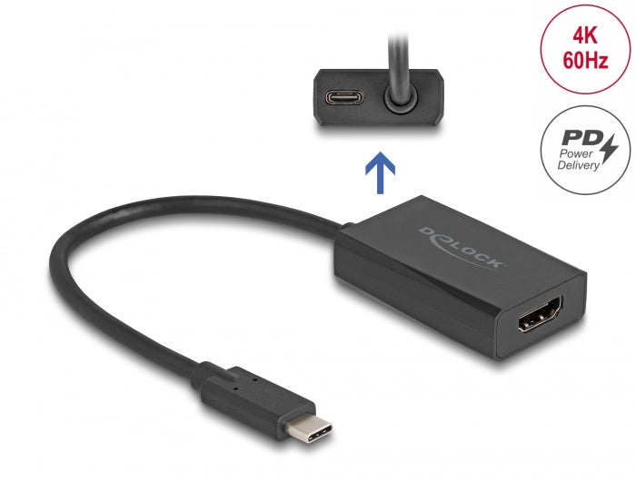 Delock 61058 Adapter Hdmi Female To Usb Type-C™ Male 4K With Pd 100 W