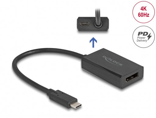 Delock 61059 Adapter Displayport Female To Usb Type-C™ Male 4K With Pd 85 W