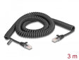 Delock 87994 Rj45 Coiled Cable Male To Male Cat.5E 3 M Black