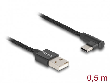 Delock 80029 Usb 2.0 Cable Type-A Male To Usb Type-C™ Male Angled 0.5 M Black