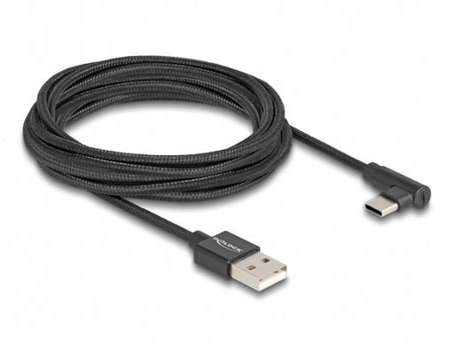 Delock 80033 Usb 2.0 Cable Type-A Male To Usb Type-C™ Male Angled 3 M Black